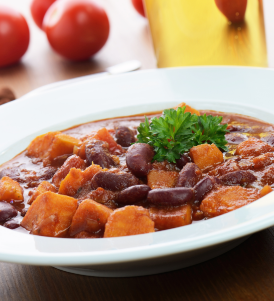 Gluten-free black bean and sweet potato chili