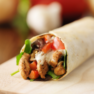 Gluten-free chicken and veggie wraps