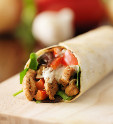 Gluten-free chicken and veggie wraps