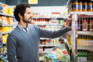 A man shopping for gluten free food