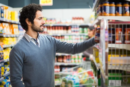 A man shopping for gluten free food